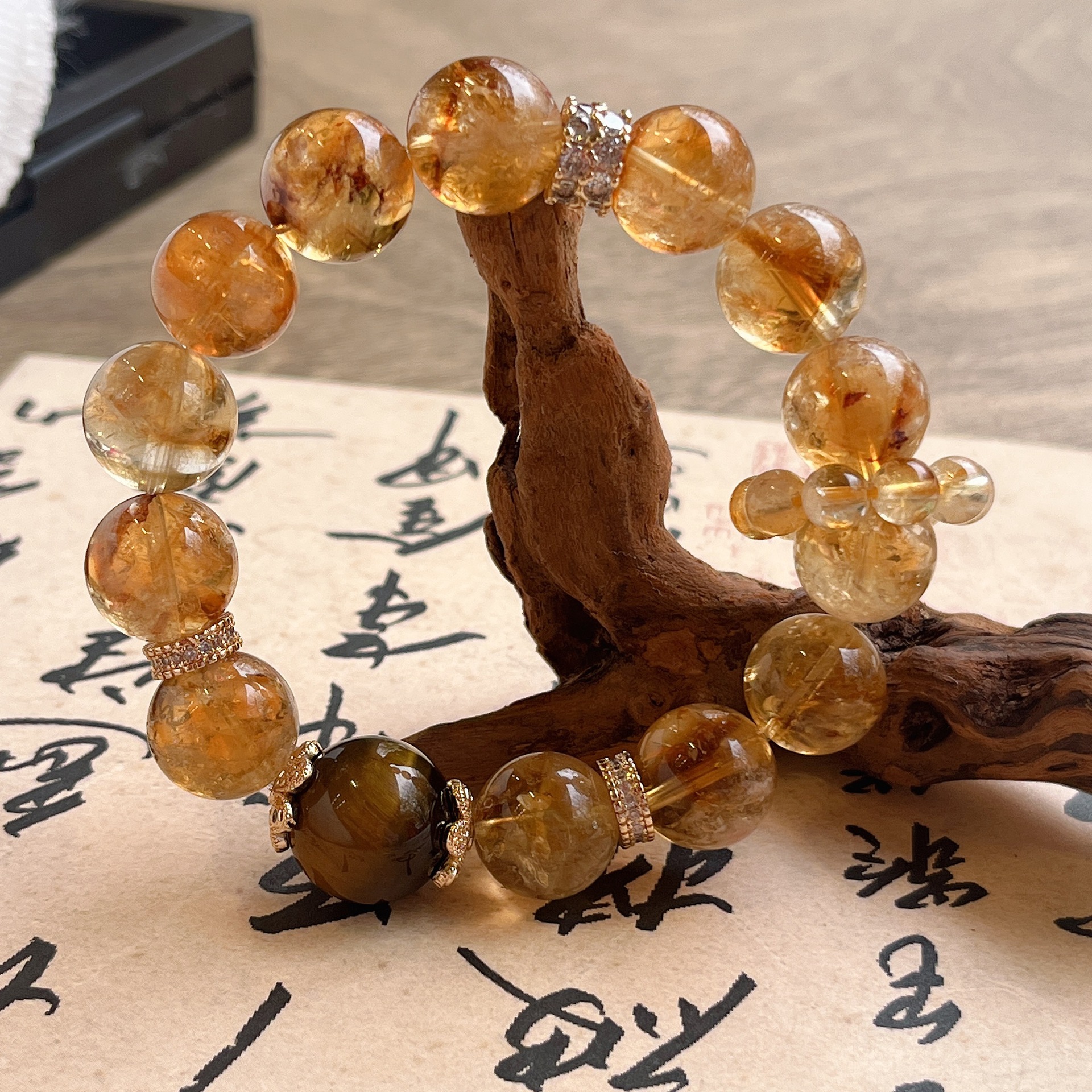 天然黄水晶手链黄塔晶个性设计