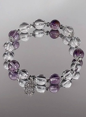 小众设计天然浅紫水晶月亮好运