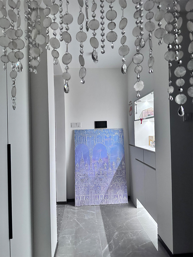 城市星空珍珠城堡客厅装饰画小众艺术抽象高级感壁画玄关走廊挂画