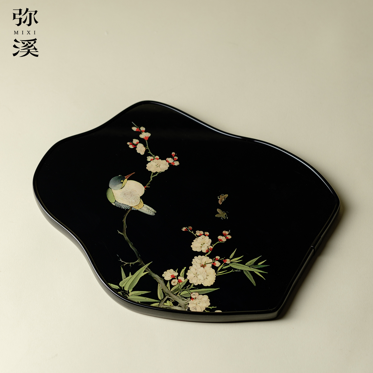 弥溪复古喷绘壶承喜上眉梢家用干泡盘茶点果盘功夫茶具茶托盘摆件