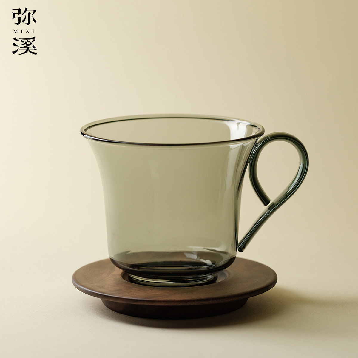 弥溪商务高档咖啡杯家用带托玻璃茶杯精致带把简约喝茶杯功夫茶具