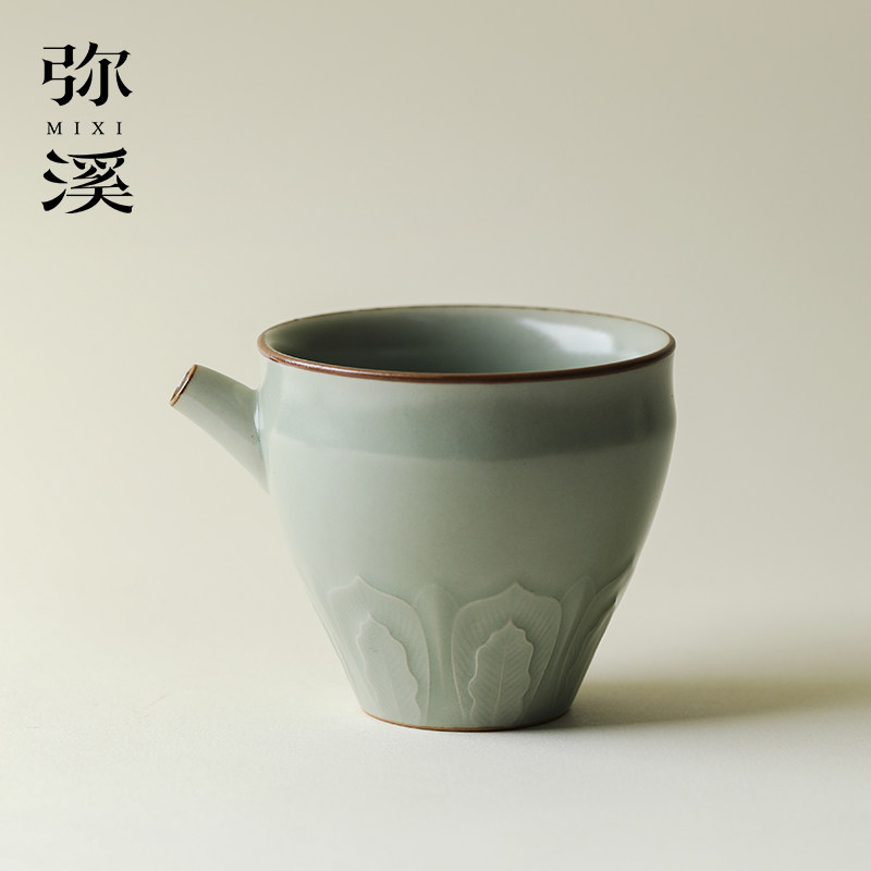 弥溪梅子青芭蕉叶青瓷公道杯家用分茶器浮雕茶具配件匀杯陶瓷茶海