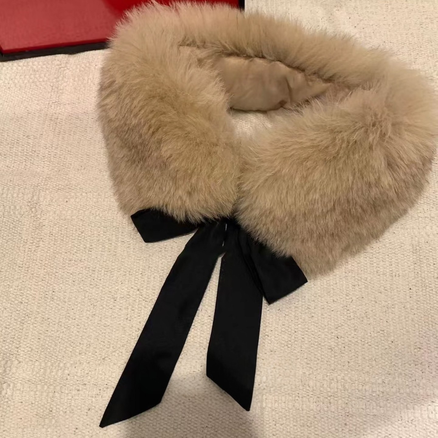 千金感！可系带貂毛围脖冬季毛领子围巾百搭保暖加厚高级感小领巾