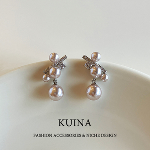 秋冬新款 轻奢小众高级感耳环气质耳饰百搭 仿珍珠耳钉女2025新爆款