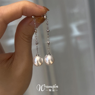 仿碎银子珍珠长流苏耳环轻奢小众设计温婉高级感长款 耳钉耳饰百搭