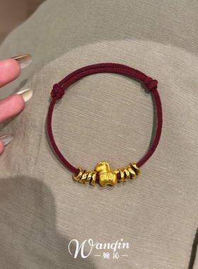 新中式金色小马跑环手绳气质轻奢