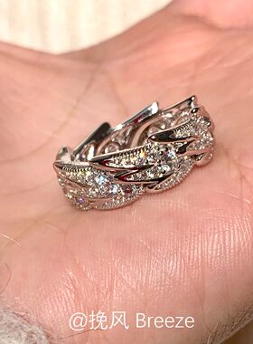 银色爆闪仿满钻戒指日韩个性宽版