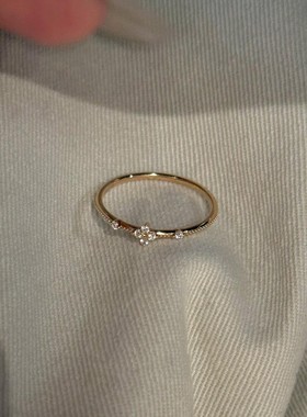 素圈四叶花戒指小众设计复古百搭