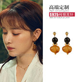 阚清子夜色正浓乔海伦同款 焦糖色耳环法式 复古小众美拉德耳钉耳饰