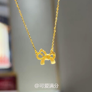 新中式 金色蝴蝶结小马项链轻奢设计感精致小众气质本命年锁骨颈链