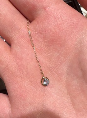 日系简约mini海蓝水滴项链女百搭