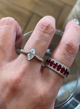 简约马眼仿闪钻戒指精致小众轻奢