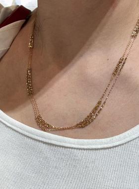 金色多层波光粼粼串珠项链高级感