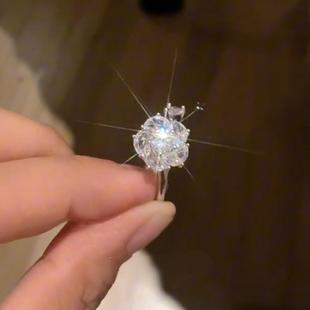 可旋转闪钻山茶花开口戒指女轻奢精致高级感个性 食指戒指环夏 时尚