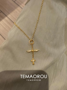 细闪十字架吊坠项链女款2025新款