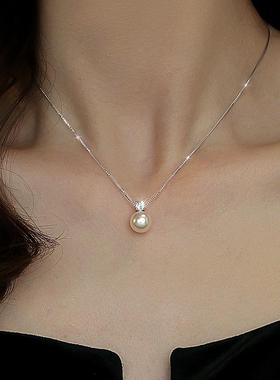 秋冬新款仿珍珠项链高级感可抽拉