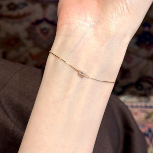 金色mini方钻极细软蛇骨手链轻奢小众精致气质百搭叠戴手饰不掉色