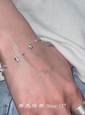 银色猫眼珠鱼线隐形手链简约精致