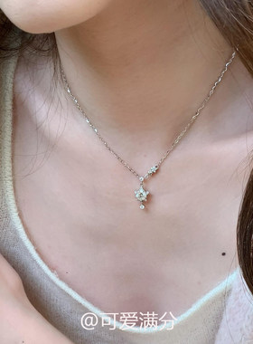 清冷感爆闪星星仿锆石项链设计感