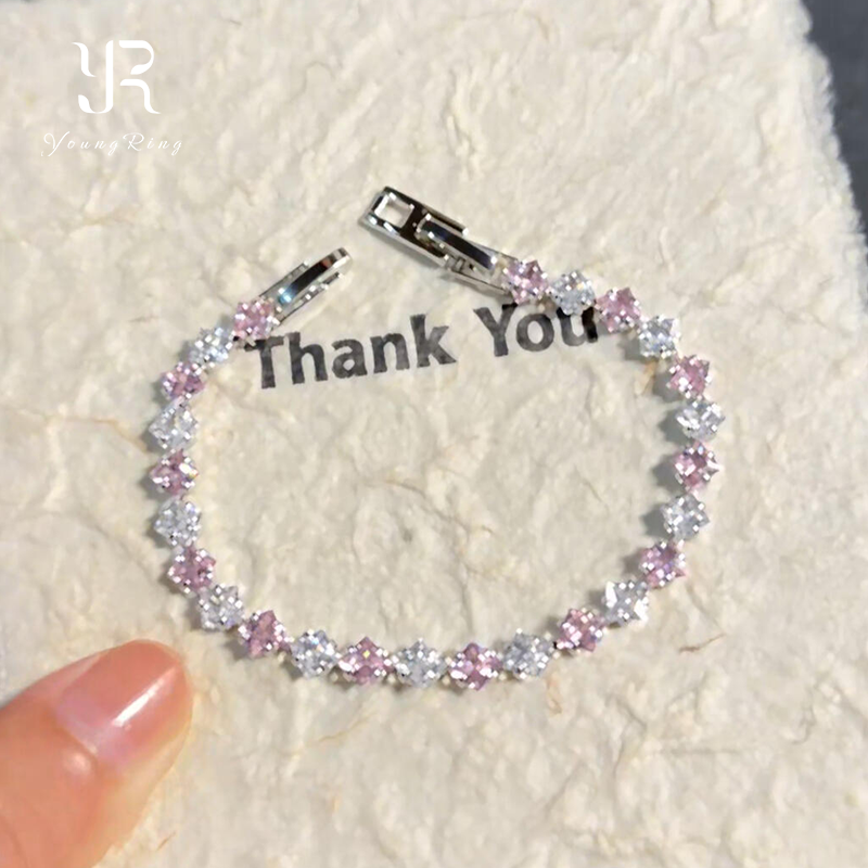 粉白撞色碎石手链2025新款轻奢精致甜美优雅气质高级小众闺蜜手饰,饰品/流行首饰/时尚饰品新,手链,淘宝优惠券,粉丝福利购,淘宝优惠卷