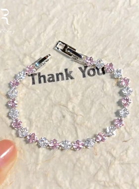 粉白撞色碎石手链轻奢精致高级感