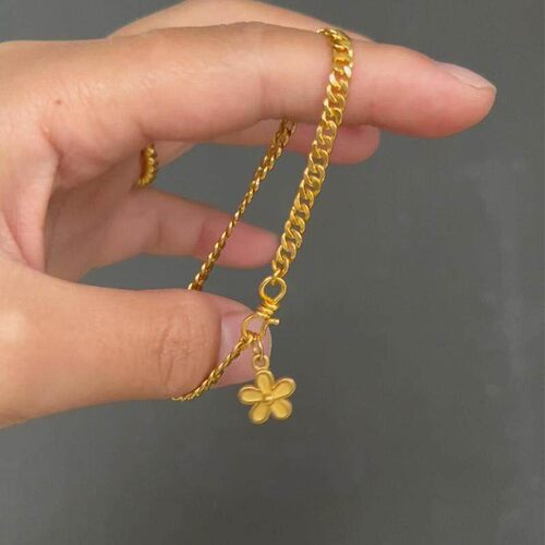 金色古巴花朵手链高级感甜美百搭