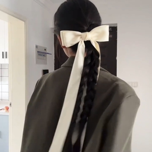 法式 头饰 蝴蝶结超长飘带发夹甜美气质高级感百搭弹簧夹超好看个性