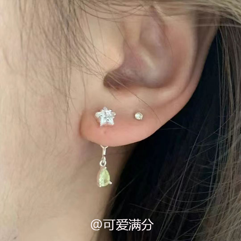 爆闪星星韩系仿锆石设计感耳钉女