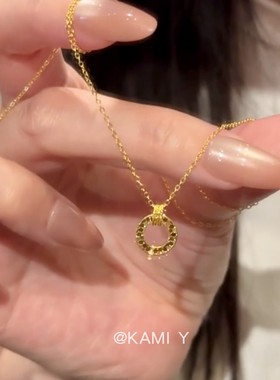 法式爆闪碎冰冰圆圈吊坠项链百搭