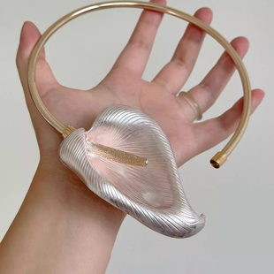 高级感颈链 小众立体花朵时尚 法式 复古独特夸张马蹄莲项圈项链个性