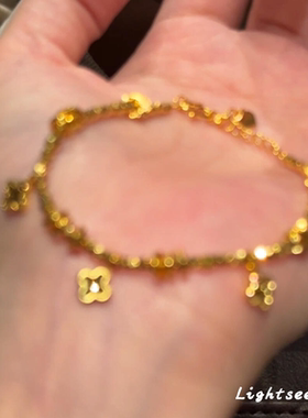 碎金子古法盘缠四叶草手链女精致