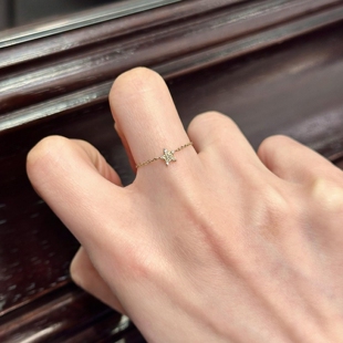 可抽拉 极细mini星星链条戒指简约精致轻奢百搭叠戴食指戒尾戒女