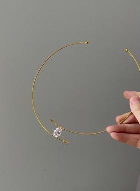 中古vintage不规则金属仿钻项链