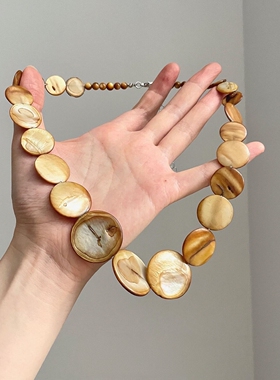 民族风仿贝壳串珠项链独特夸张女