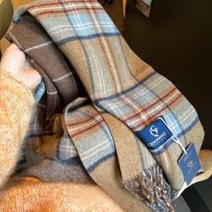 高品质！英伦风绵羊毛格子围巾秋冬季氛围感百搭格子披肩保暖围脖