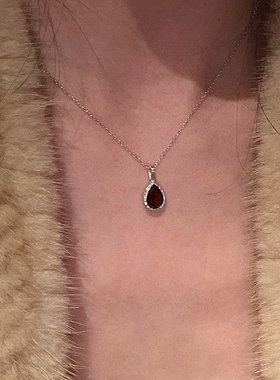 宫廷风仿红宝石水滴项链复古轻奢