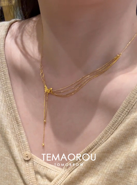 超仙金蝴蝶流苏项链轻奢复古精致