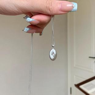 欧美风八芒星咖啡豆点钻拉丝吊坠项链女复古中古风锁骨链轻奢精致