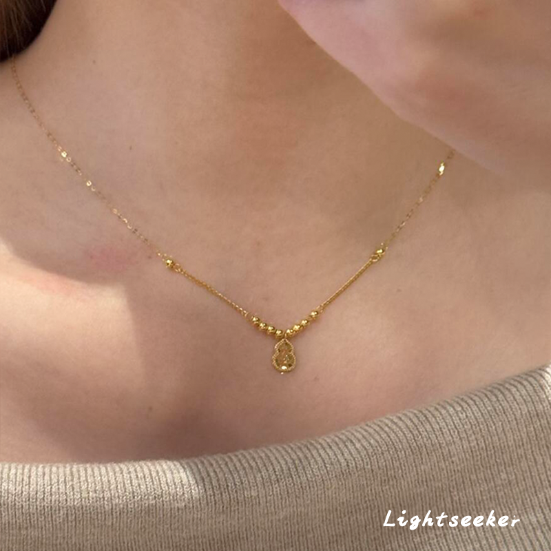 金色碎碎冰葫芦项链复古轻奢新中式国风简约颈链小众气质锁骨链女,饰品/流行首饰/时尚饰品新,项链,淘宝优惠券,粉丝福利购,淘宝优惠卷