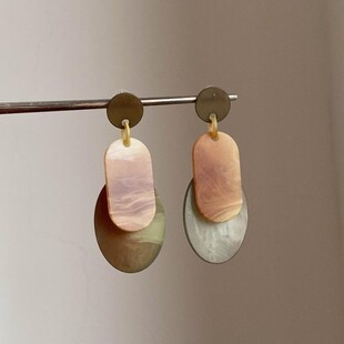 中古vintage琥珀色醋酸耳环2025新款 高级感耳钉耳饰 早秋百搭时尚