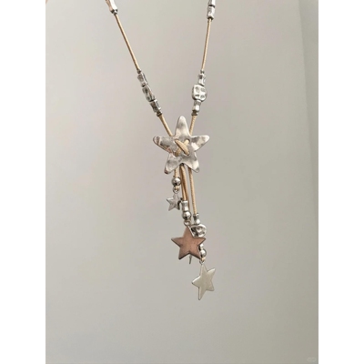 复古做旧编绳星星流苏项链千禧风