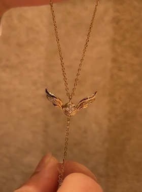 复古金色飞贼翅膀项链高级感轻奢