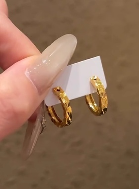 金色爆闪碎冰冰耳环轻奢气质百搭耳扣耳钉小众精致时尚高级感耳圈