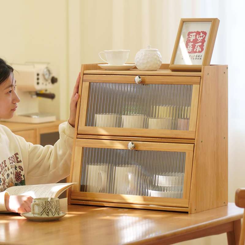 桌面收纳盒杯子收纳柜茶具展示柜子厨房水杯置物架杯架餐具储之满