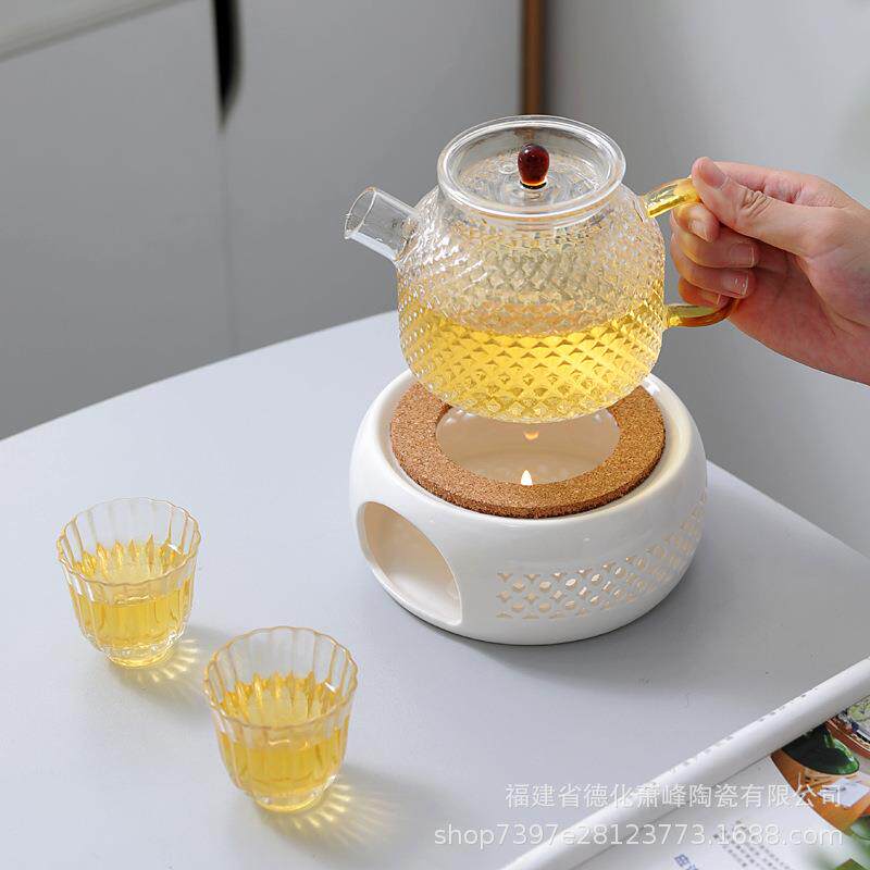 温茶炉蜡烛陶瓷底座餐厅酒店家用中式加热保温玻璃水果花茶暖茶炉