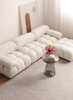 马里奥布艺羊羔绒沙发创意客厅设计师小户型面包模块组合三人沙發