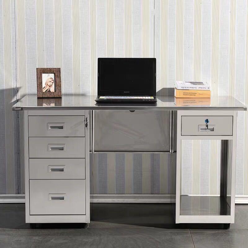 不锈钢办公桌电脑资料桌无尘车间不锈钢工作台实验室帯抽屉写字桌