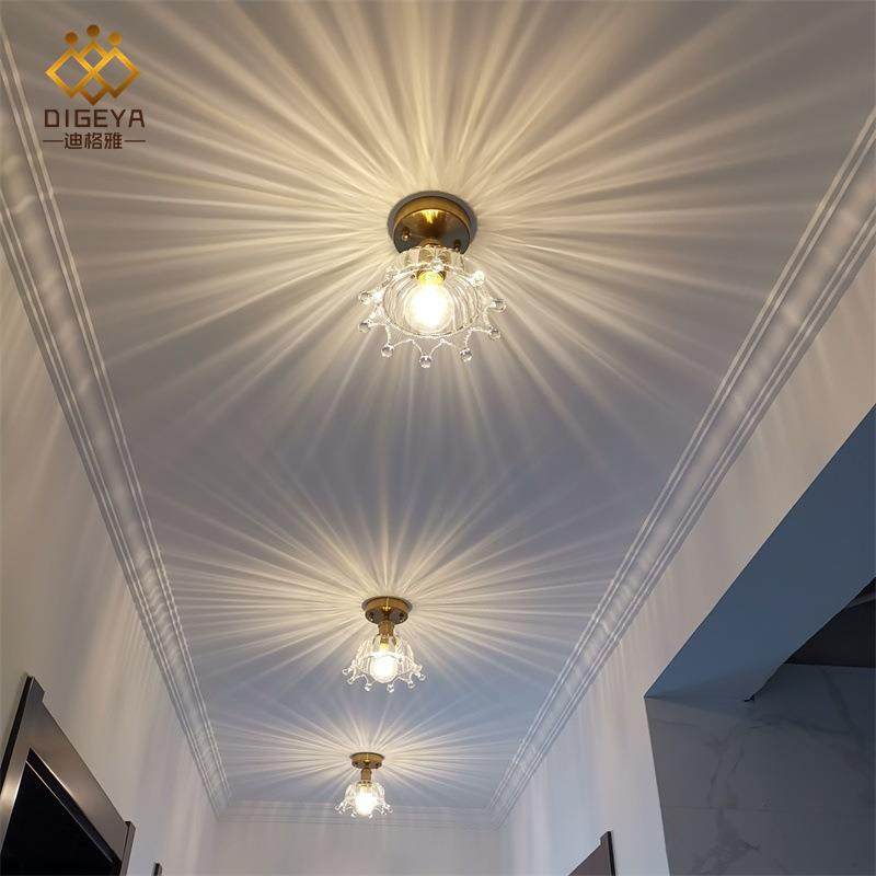 北欧黄铜玻璃吊灯简约清新公主儿童房床头过道玄关文艺小皇冠吊灯,家装灯饰光源,智能吊灯,淘宝优惠券,粉丝福利购,淘宝优惠卷