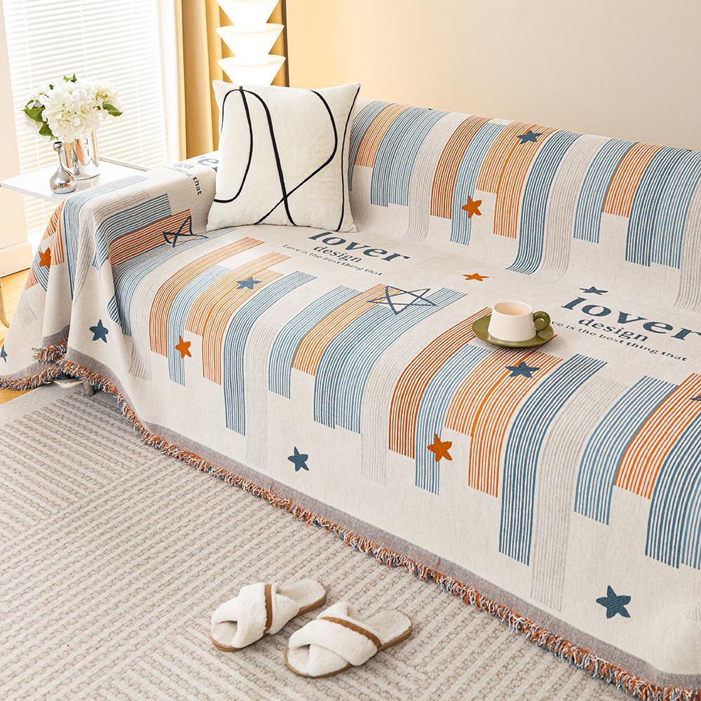 高克重雪尼尔四季通用防滑沙发巾套罩全包万能沙发毯全盖巾防猫抓