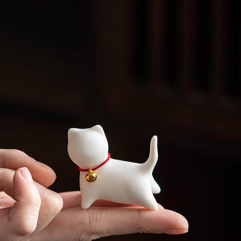 创意可爱小猫咪陶瓷摆件动物微景观园艺配件茶宠盆景室内桌面饰品